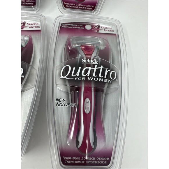 4x Schick Quattro for Women Razor + 2 Cartridges *Original Metal Handle 2004 NEW - Picture 2 of 4